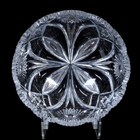 Bowl, American Brilliant Cut Glass, Columbia Pattern By Bergen, Extra Nice Blank