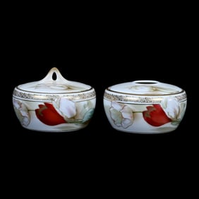 Hair Receiver And Powder Box, Matched Set, Double Marked R.S. Poland And R.S. Germany