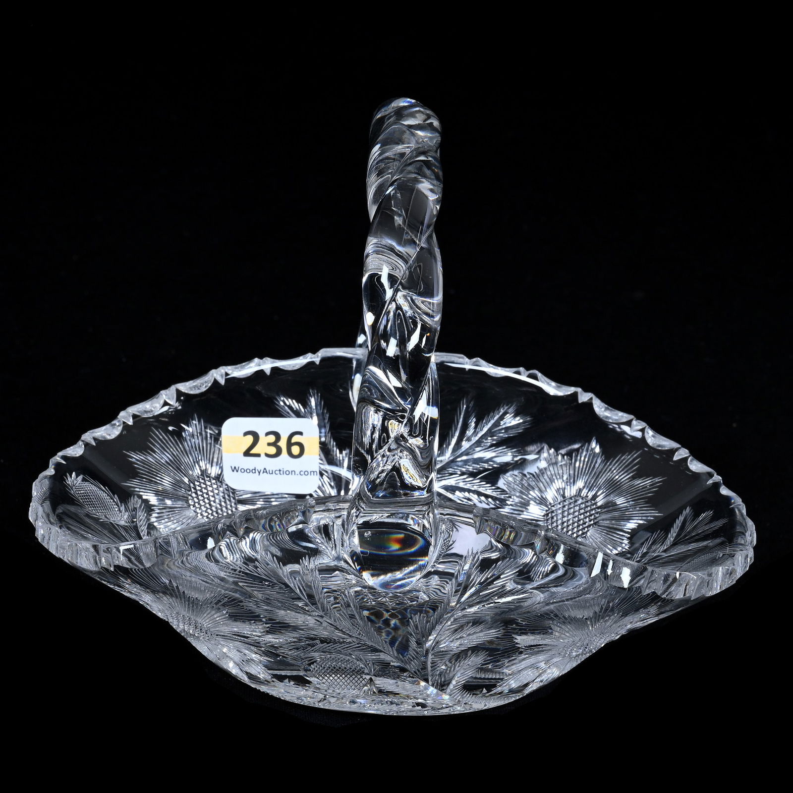 Basket, ABCG, Libbey Pattern Designed By W.C. Anderson, Hobstar Center, Applied Rope Twist Handle (1 of 3)