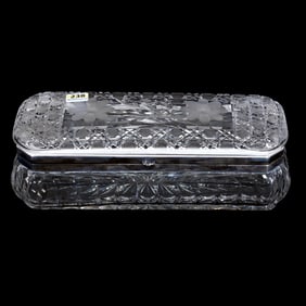 Glove Box, ABCG Harvard And Daisy Pattern - Ray Cut Base - Sells With Two Vintage Lace Sleeves