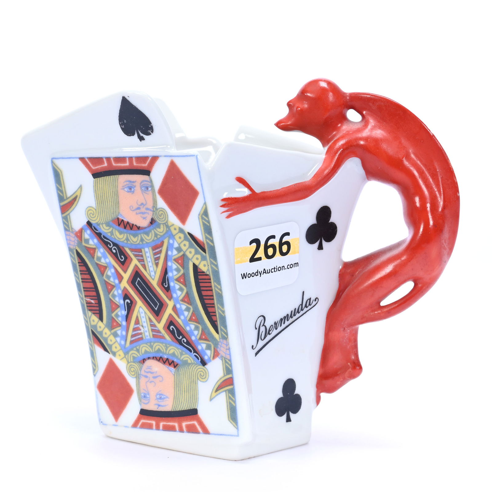 Creamer, Royal Bayreuth Green Mark, Devil And Cards Pattern (Bermuda) (1 of 3)