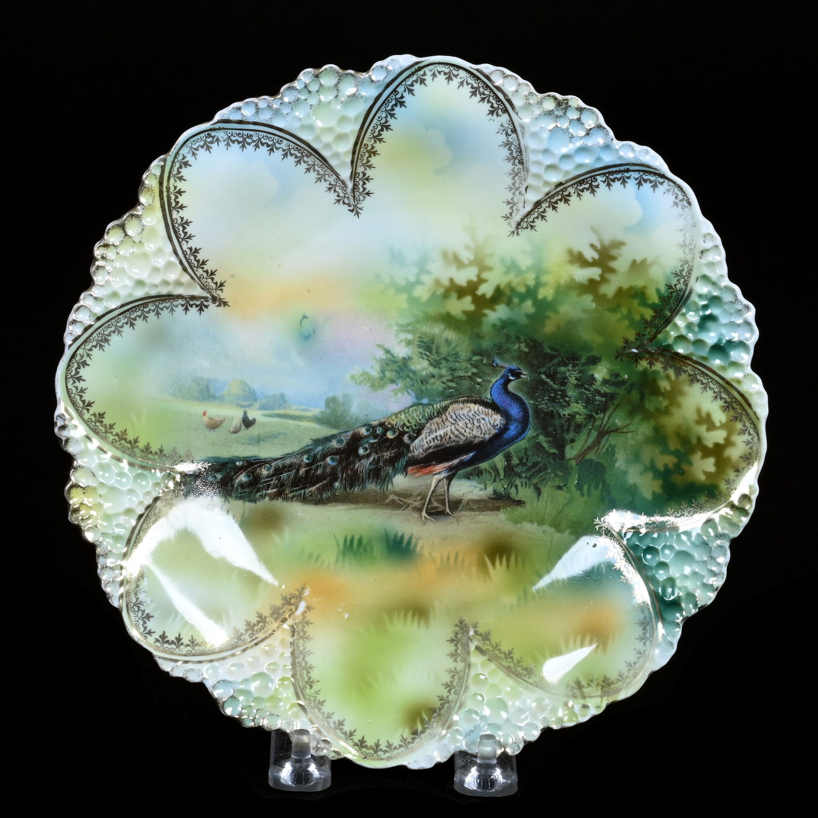 Plate Marked R.S. Prussia, Peacock Scenic Decor (1 of 2)