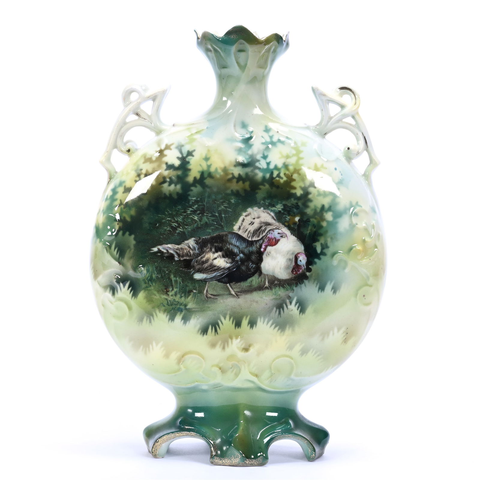 Pedestal Vase, Two Handles, Flask Shape, Marked R.S. Prussia (1 of 4)