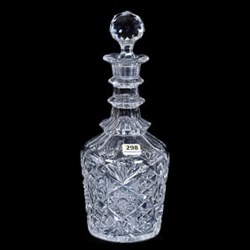 Decanter, American Brilliant Cut Glass, Hobstar, Strawberry Diamond, Star And Fan Motif