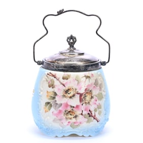 Biscuit Jar, Unmarked Wave Crest, Embossed Scroll Mold