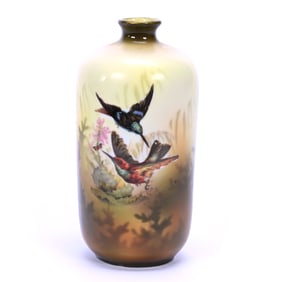 Vase, Unmarked R.S. Prussia, Hummingbird Decor