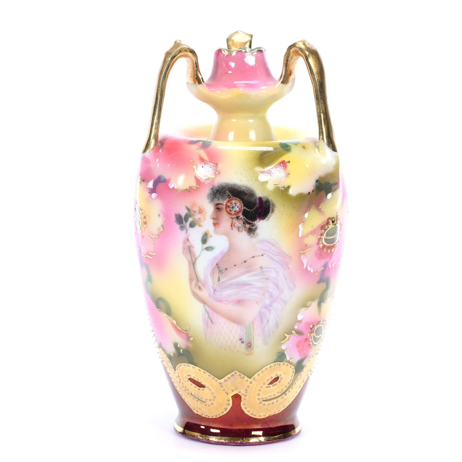 Vase, Three Handles, Marked Prov Saxe (1 of 3)