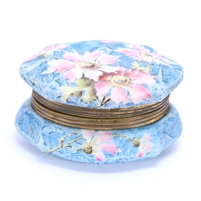 Oval Jewel Box Marked Kelva, Blue Mottled Ground