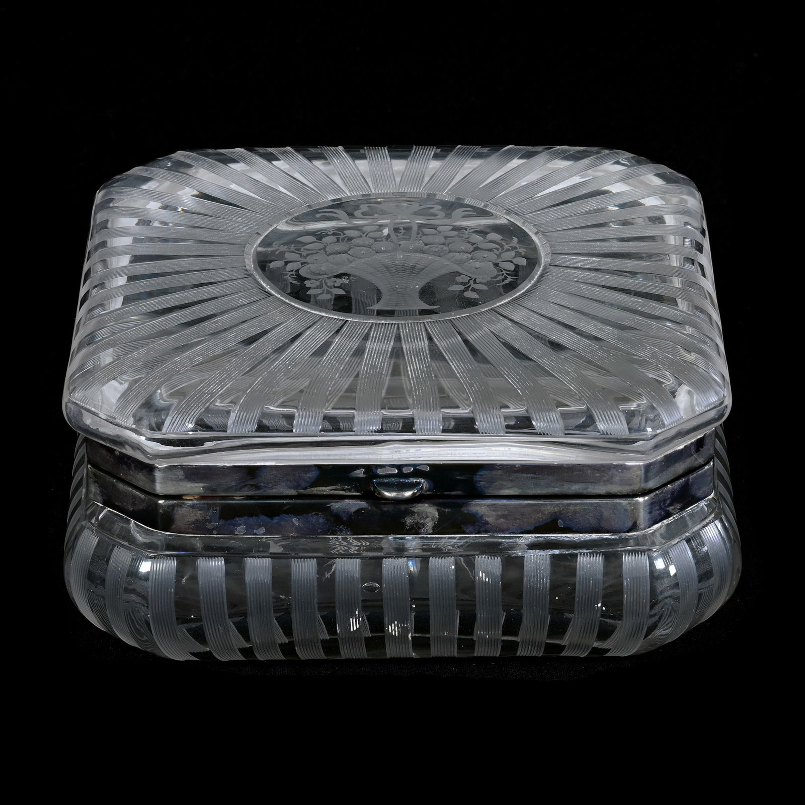 Square Dresser Box, American Brilliant Cut Glass, Millicent Pattern By Hawkes (1 of 4)