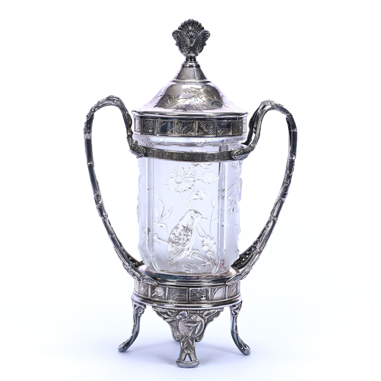 Victorian Pickle Caster, Clear Embossed Insert Marked Reed & Barton (1 of 5)