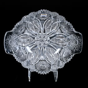 Bowl, Tab Handles, American Brilliant Cut Glass, Windsor Pattern By Kelly & Steinman