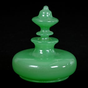 Perfume Bottle, Green Jadeite By Fenton