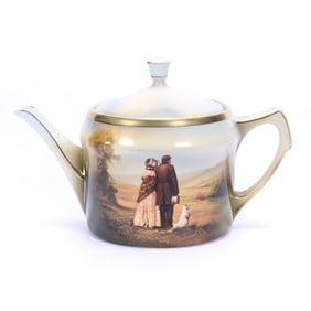 Teapot Marked R.S. Germany, Rare Homesteaders Scenic Decor