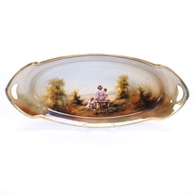 Celery Tray Marked R.S. Germany, Rare Homesteaders Scenic Decor