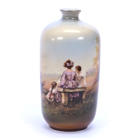 Vase Marked R.S. Poland, Rare Homesteaders Scenic Decor