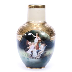 Vase Marked R.S. Suhl, Bathing Beauty Scenic Decor