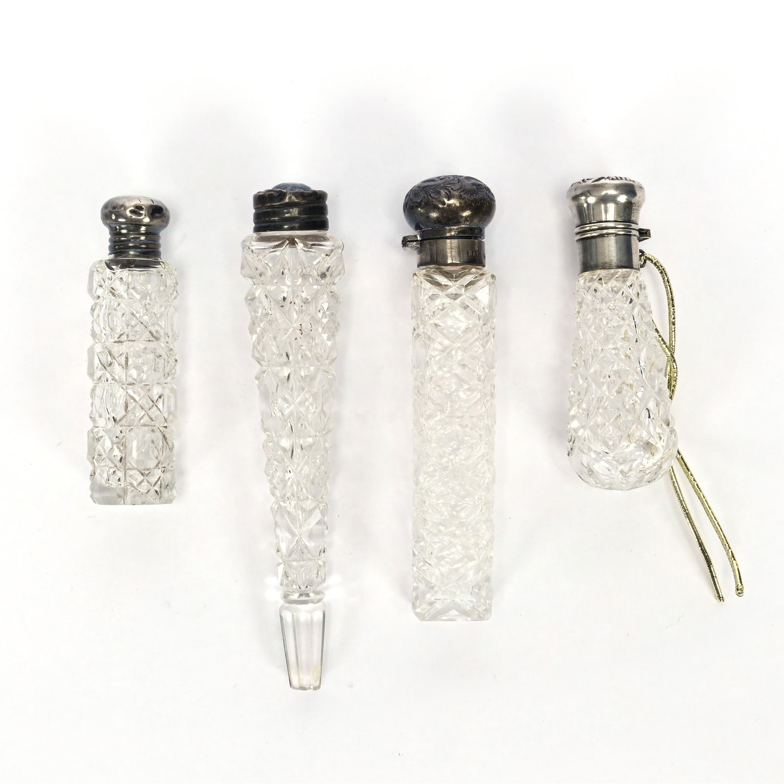 (4) Laydown Perfume Bottles, Brilliant Period Cut Glass (1 of 3)