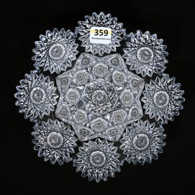 Plate, American Brilliant Cut Glass, Signed Hawkes Festoon Pattern