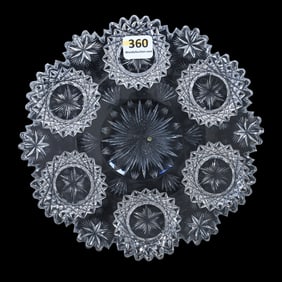 Plate, American Brilliant Cut Glass, Signed Hawks North Star Pattern