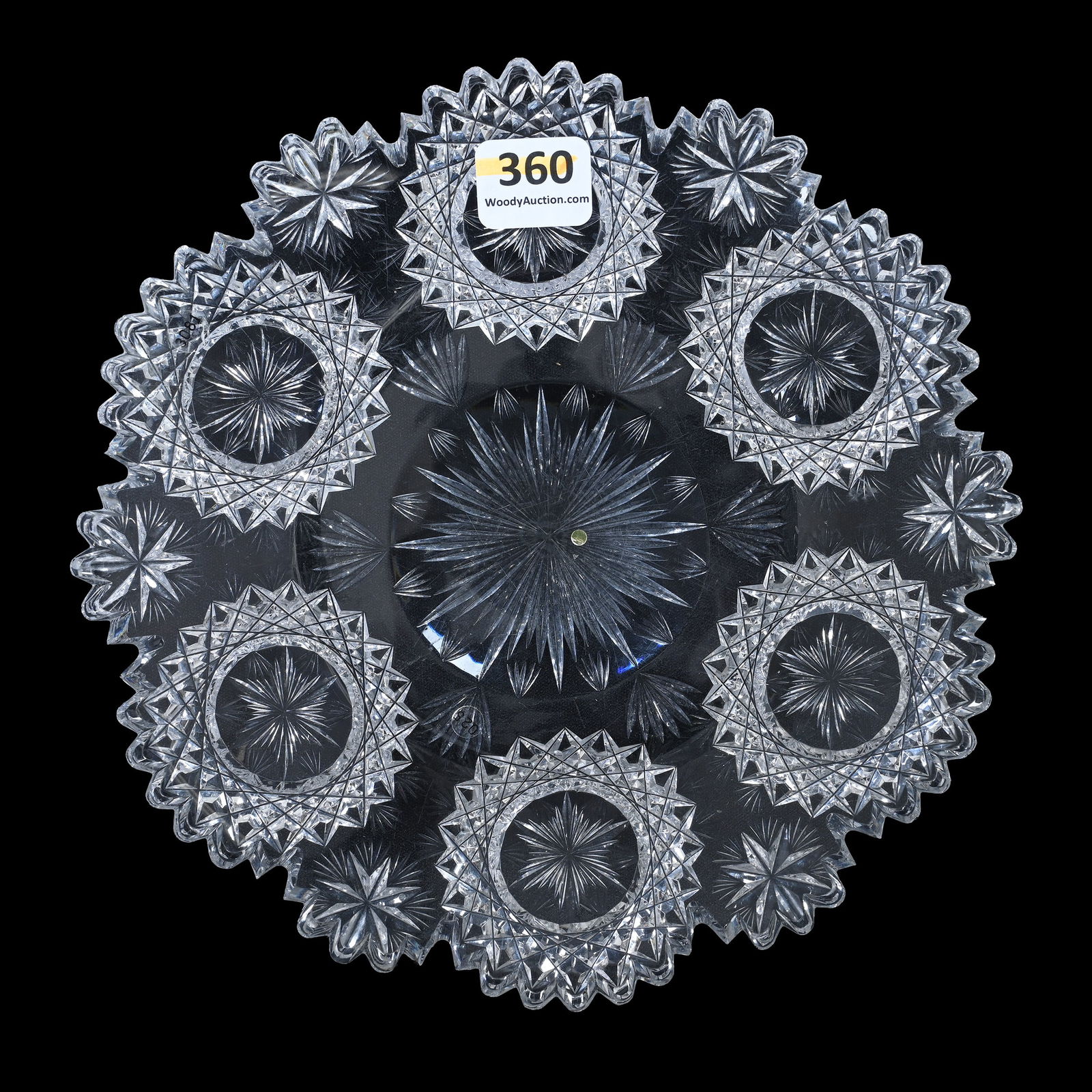 Plate, American Brilliant Cut Glass, Signed Hawks North Star Pattern (1 of 3)