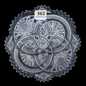 Plate, American Brilliant Cut Glass, Signed Hawkes Nautilus Pattern