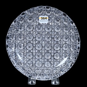 Low Bowl, American Brilliant Cut Glass, Star Cut Button And Miter Motif