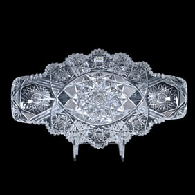 Ice Cream Tray, American Brilliant Cut Glass, Fish Tail Handles