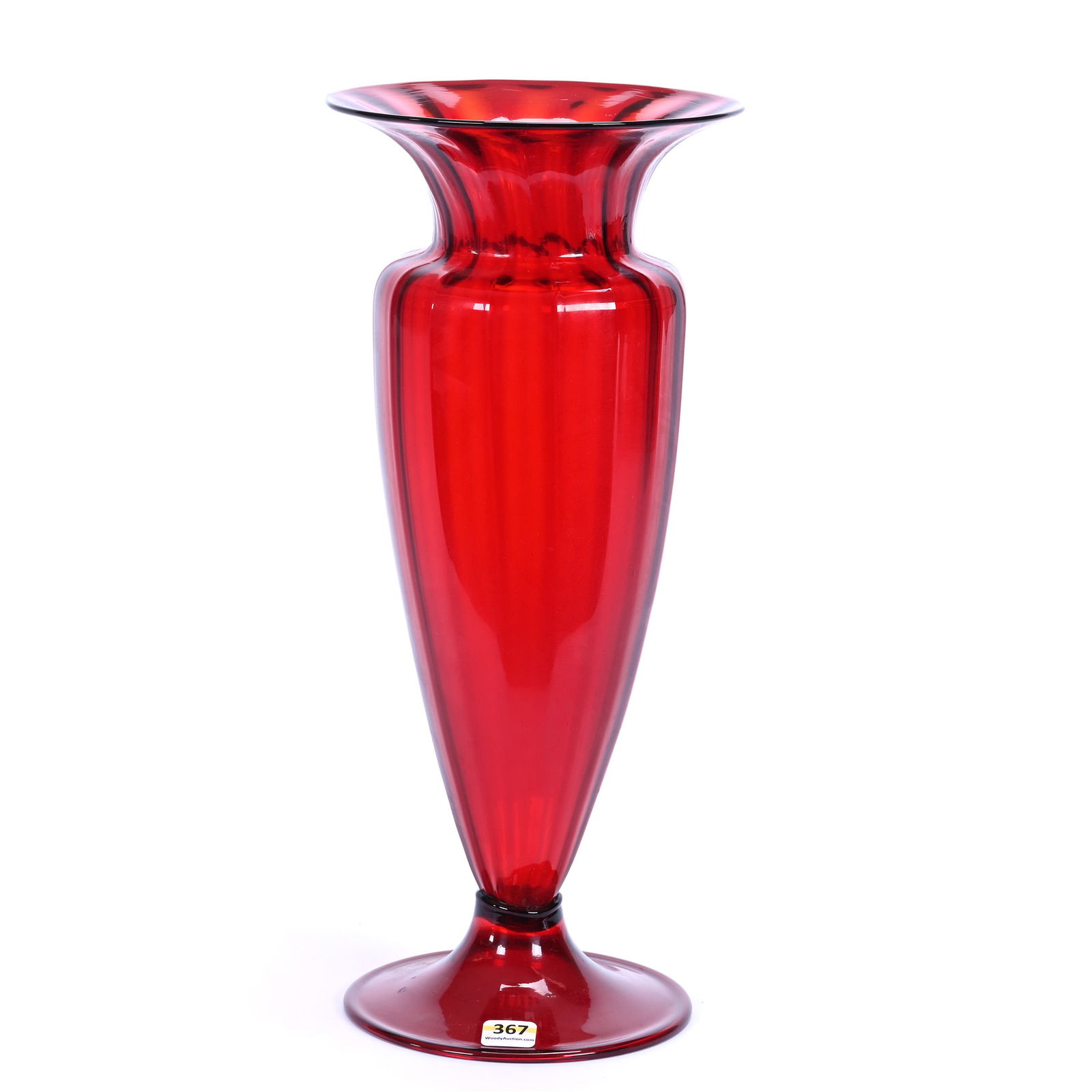 Pedestal Vase, Unmarked Italian Art Glass, Selenium Red (1 of 2)