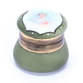 Ring Box Marked Nakara, Green Tones, Portrait Of Young Woman