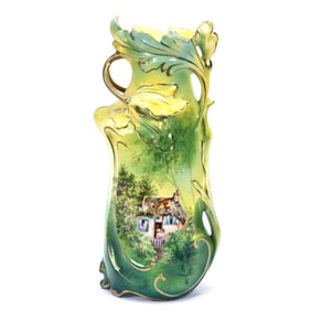 Vase, Unmarked R.S. Prussia, Iris Mold, Cottage Scenic Decor