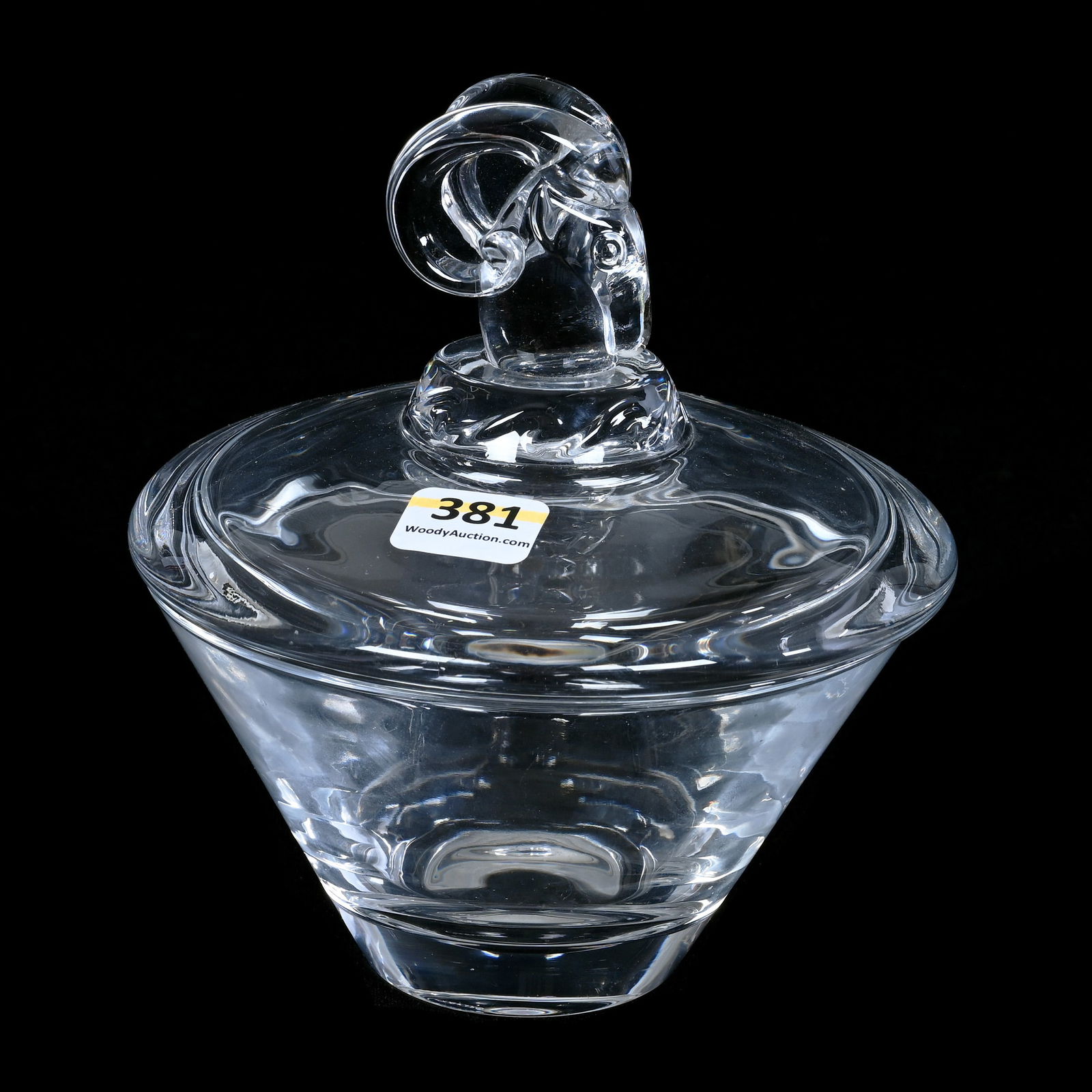 Covered Bowl, Marked Godinger Art Glass - Clear Crystal With Ram Head Finial (1 of 4)