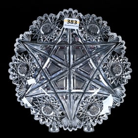 Plate, American Brilliant Cut Glass Kimberly Pattern By Libbey