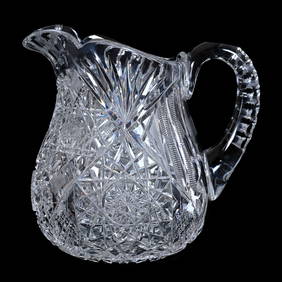 Pitcher, ABCG Hobstar, Crosscut Diamond, Zipper And Fan Motif - Double Notched Handle, Hobstar Base (1 of 3)