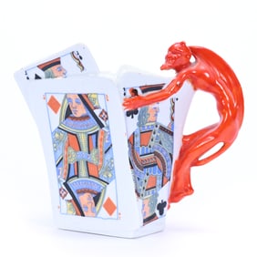 Creamer, Royal Bayreuth Blue Mark, Devil & Cards Pattern