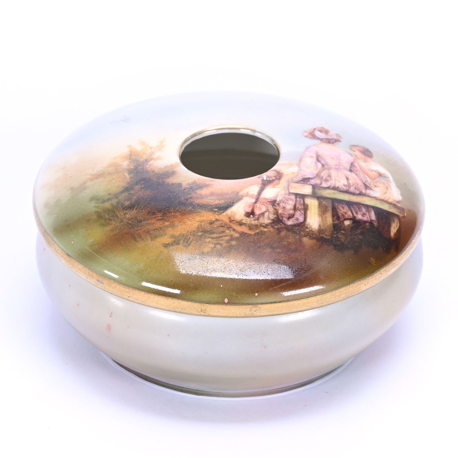 Hair Receiver Marked R.S. Germany, Homesteader Scenic Decor (1 of 3)