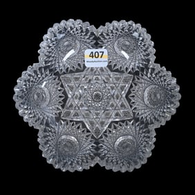 Nappy, American Brilliant Cut Glass, Star Pattern By Meriden