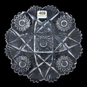 Plate, ABCG, Four Sections Of Hobstar, Vesica, Strawberry Diamond, Star And Fan Motif