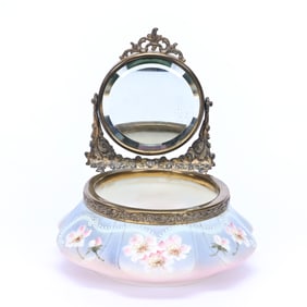 Vanity Box Marked Nakara, Lavender And Pink Tones, Pink Floral Decor