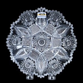 Plate, ABCG, Six Sections Of Hobstar, Cane, Nailhead Diamond, Vesica, Strawberry Diamond And Prism