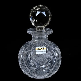 Cologne Bottle, American Brilliant Cut Glass, Signed Hawkes Queens Pattern