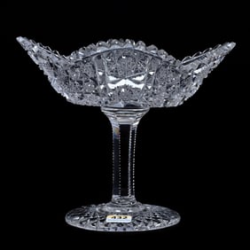 Compote, American Brilliant Cut Glass, Well Cut Hobstar Cluster Motif