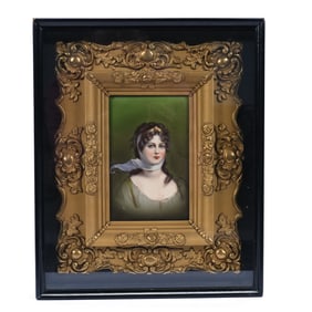 Porcelain Plaque, Unmarked, Hand Painted Portrait Of Queen Louisa