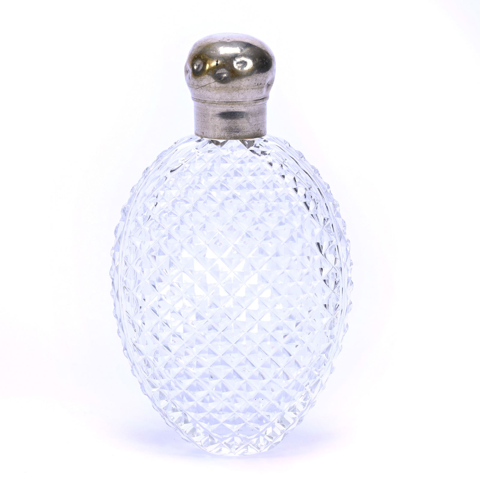 Pocket Flask, American Brilliant Cut Glass, Diamond Cut Pattern (1 of 3)