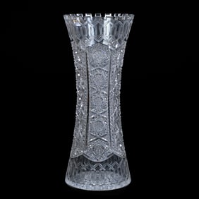Vase, American Brilliant Cut Glass, Alhambra Pattern By Meriden