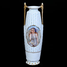 Vase, Two Handles, Marked Prov Saxe