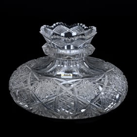 Flower Center, American Brilliant Cut Glass, Hobstar, Crosscut Diamond And Fan Motif