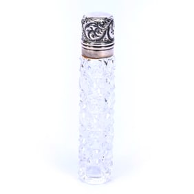 Lay Down Perfume Bottle, American Brilliant Cut Glass, Cane Pattern