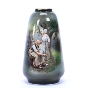 Vase Marked R.S. Poland, Dutch Women Scenic Decor