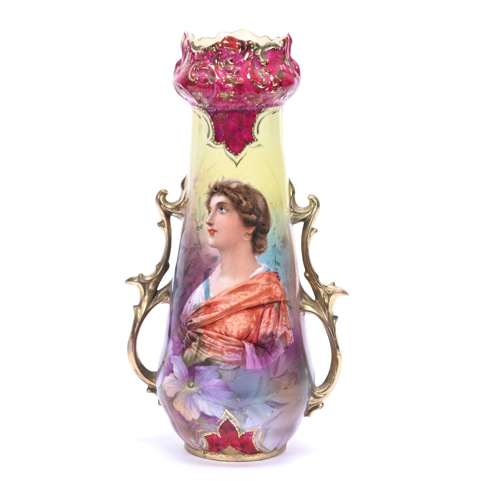 Vase, Two Handles, Marked Royal Vienna, Portrait Of Woman (1 of 4)