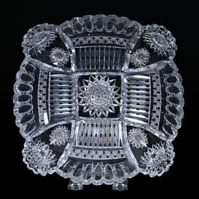 Square Bowl, ABCG, Four Sections Of Hobstar, Prism, Cane And Punty Motif